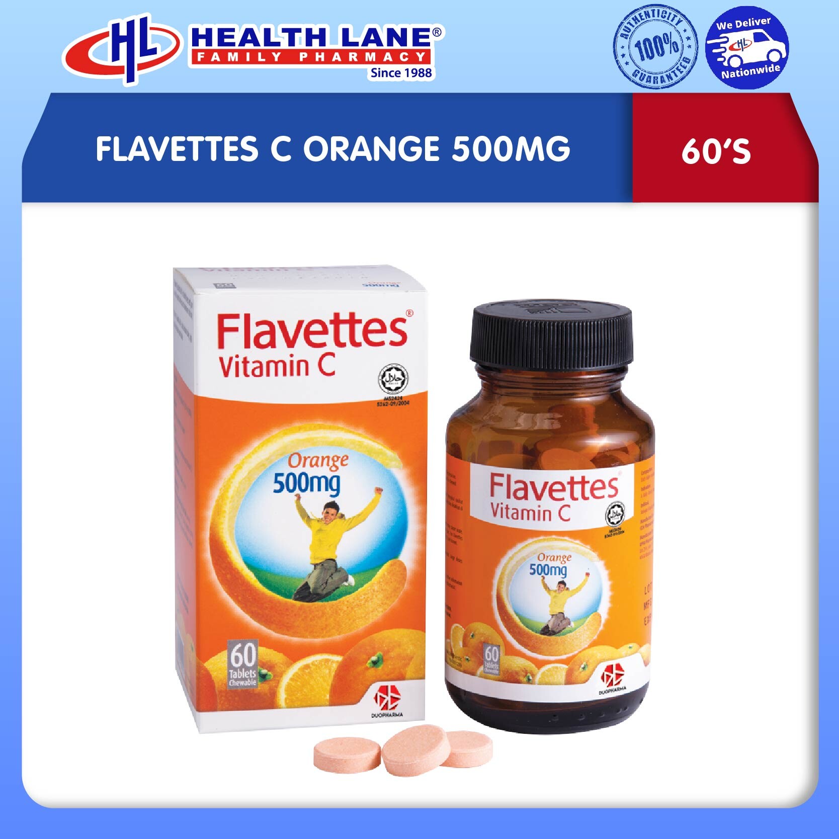 FLAVETTES C OREN 500MG 60'S